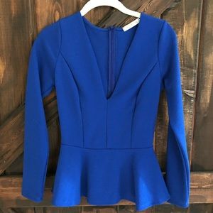 Royal blue peplum long sleeve